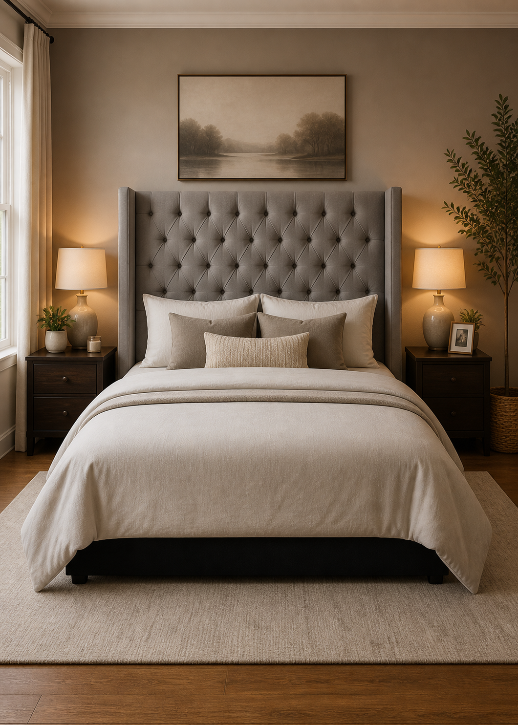 Buttoned Winged headboard